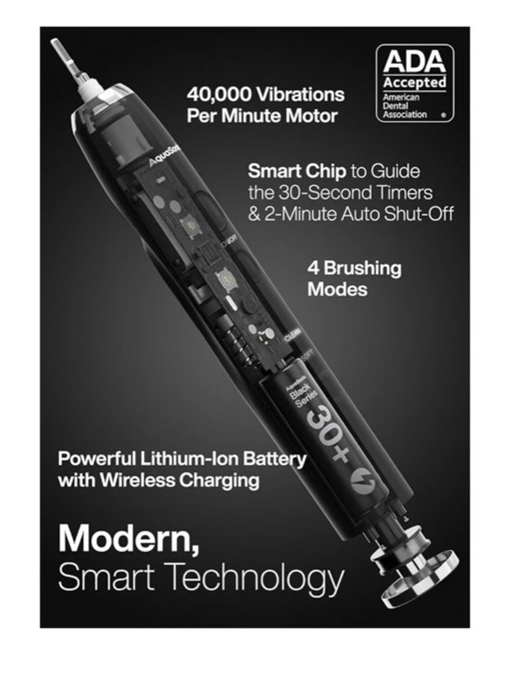 Aquasonic Black Series Ultra Whitening Toothbrush - NIB - Picture 4 of 5